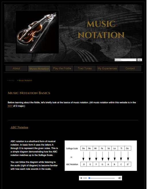 Web Development Assignment 2 music notation information